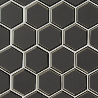 Metallic Gray Beveled 3 Hexagon Mosaic Tile