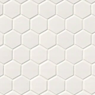 White Glossy 2” Hexagon Mosaic Tile